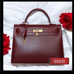 Hermes Kelly 35 Rouge H Boxcalf (Burgundy) Gold Hardware Sellier O square 2011